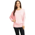thumbnail image 1 of Women's Boat Neck 3/4 Dolman Sleeve Basic Top Regular & Plus Size Made in USA, 1 of 3