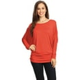 thumbnail image 1 of Women's Boat Neck 3/4 Dolman Sleeve Basic Top Regular & Plus Size Made in USA, 1 of 3