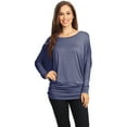 thumbnail image 1 of casual solid dolman sleeve long sleeve knit loose fit tunic top/made in usa heather blue s, 1 of 1