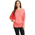 thumbnail image 1 of Women's Boat Neck 3/4 Dolman Sleeve Basic Top Regular & Plus Size Made in USA, 1 of 3