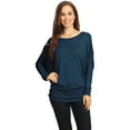 thumbnail image 1 of Women's Boat Neck 3/4 Dolman Sleeve Basic Top Regular & Plus Size Made in USA, 1 of 3