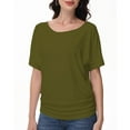 thumbnail image 1 of Women's Boat Neck Dolman Top, Short Sleeve, with Side Shirring Detail, Solid Color, 1 of 5