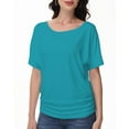 thumbnail image 1 of Women's Boat Neck Dolman Top, Short Sleeve, with Side Shirring Detail, Solid Color, 1 of 5
