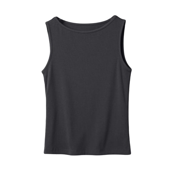 Women's Boat Neck Racerback Tank Top, Ribbed Sleeveless Basic Camisole Undershirt, Slim Fit Stretchy Layering Top for Daily Casual Inner Wear 05-Dark Gray XXL