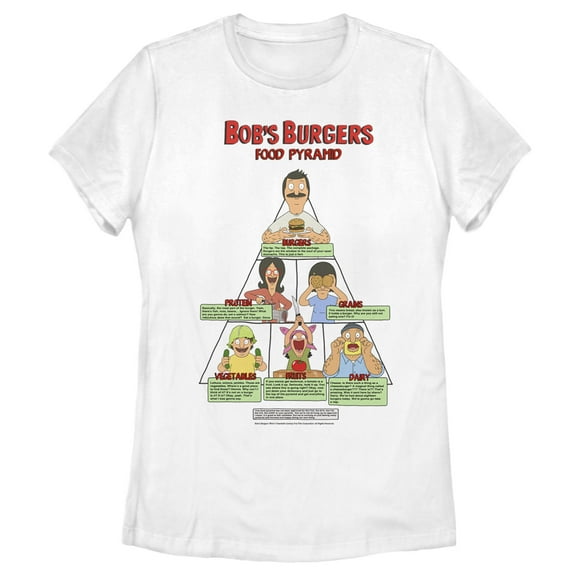 Women's Bob's Burgers Belcher Family Food Pyramid  Graphic Tee White Small