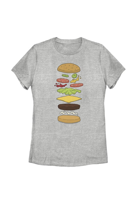Women's Bob's Burgers Snack Schematics Graphic Tee Athletic Heather 2X Large