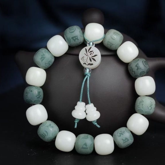 Women's Bodhi Bead Bracelet Six Character Mantra Color Gradient Buddhist Prayer Bracelet Spiritual Jewelry Gift for Meditation