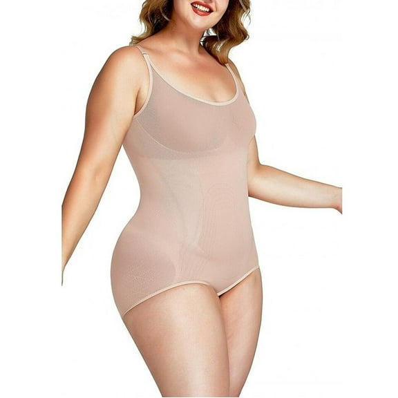 Women's Body Shaper Tummy Control Cami Bodysuit Seamless Slimming Shapewear (MT200139-XL/2XL Nude)
