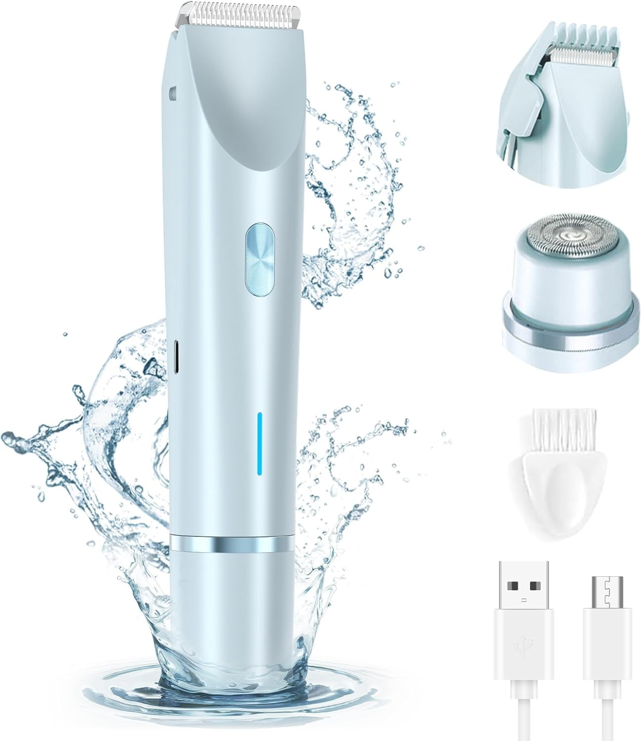 Women's Body Shaver, 2 in 1 Head Bikini Trimmer Rechargeable Eletctric ...