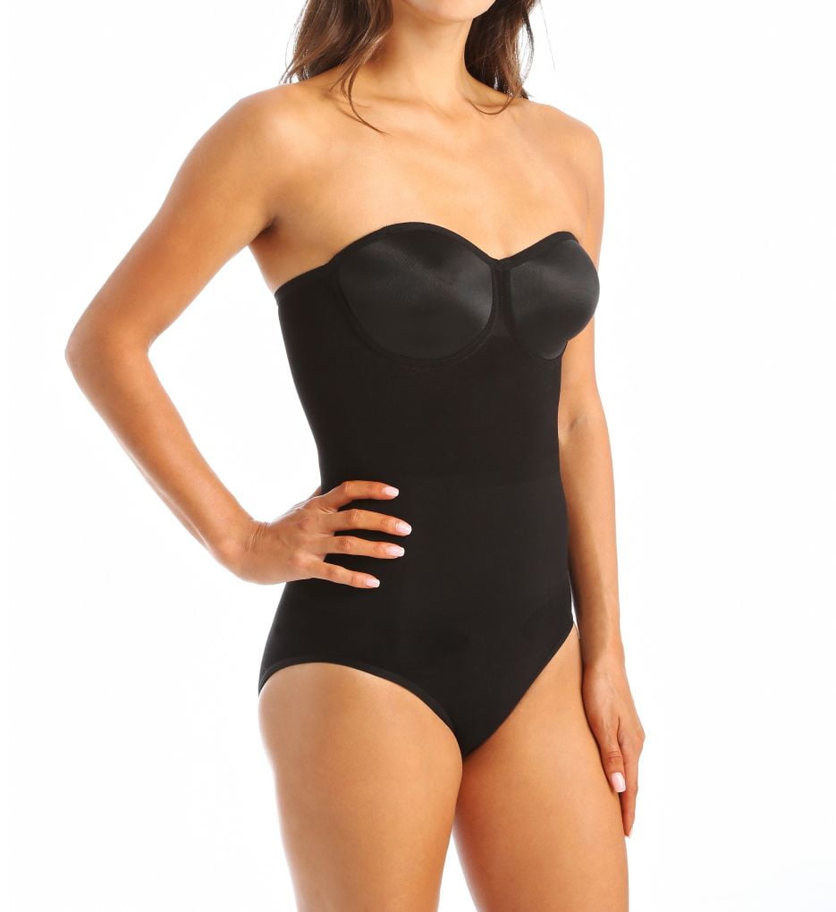 Women's Body Wrap 44003 The Strapless Pinup Bodysuit with Bra Cup (Black S)  
