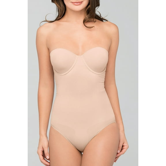 Women's Body Wrap 44003 The Strapless Pinup Bodysuit with Bra Cup (Nude S)