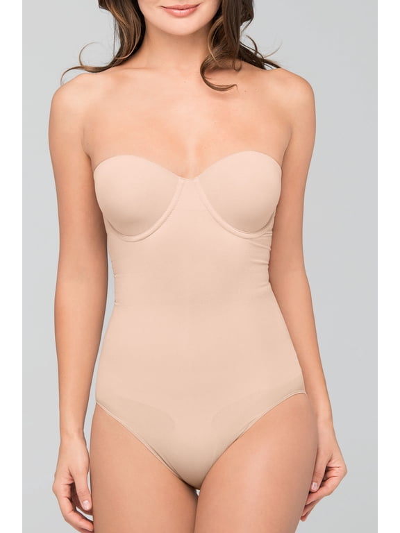 Women's Body Wrap 44003 The Strapless Pinup Bodysuit with Bra Cup (Nude S)