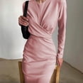 thumbnail image 1 of Women's Bodycon Dress, French Retro Style Long Sleeve Maxi Dress, Slim Fit Round Neck Polyester Dress for Casual, Party, Date, 1 of 5