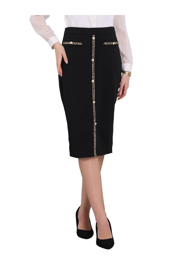 Women's Bodycon Pencil Skirt High Waist Stretchy Knee Length Office Work Skirts XL Black