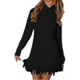 thumbnail image 1 of Women's Bodycon Pullover Mini Sweater Dresses,Mock Neck Long Sleeve Knit Short Dress Fall Winter Outfits Vacation, 1 of 8