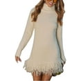 thumbnail image 1 of Women's Bodycon Pullover Mini Sweater Dresses,Mock Neck Long Sleeve Knit Short Dress Fall Winter Outfits Vacation, 1 of 8