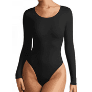 Women's Bodysuits Long Sleeve Body Suit Crew Neck Basic T-Shirt Tops