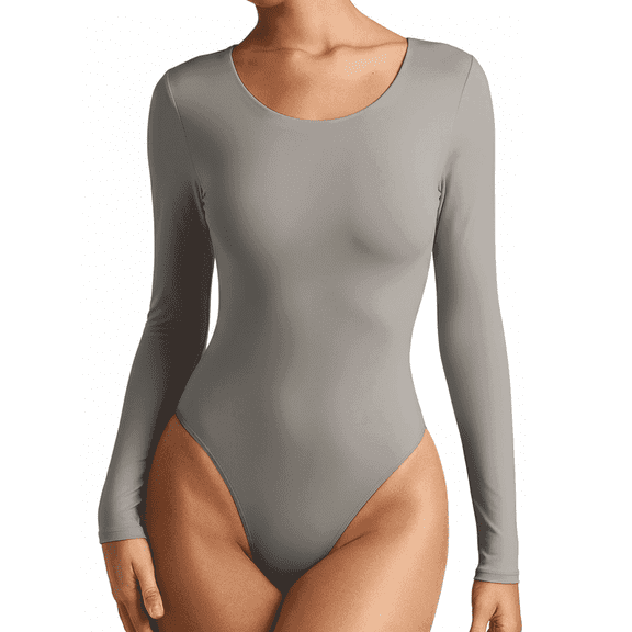Women's Bodysuits Long Sleeve Body Suit Crew Neck Basic T-Shirt Tops