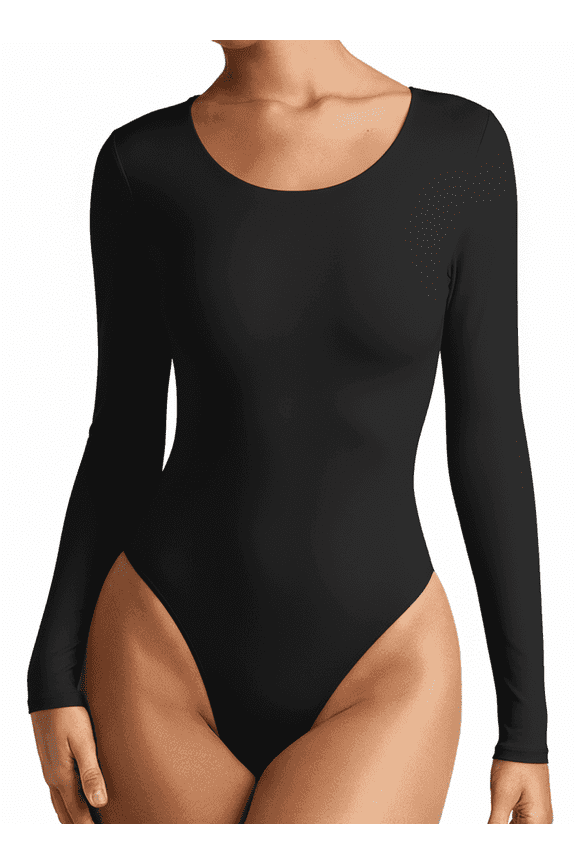 Women's Bodysuits Long Sleeve Body Suit Crew Neck Basic T-Shirt Tops