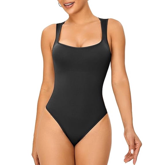 Women's Bodysuits Sexy Sleeveless One Piece Square Neck Sleeveless Tank Tops Bodysuits