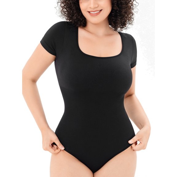 Women's Bodysuits Sexy Tummy Control Tops Short Sleeve Shapewear Bodysuits