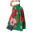thumbnail image 1 of Women's Bohe Floral Maxi Skirt High Waist A-Line Long Skirt with Pockets Summer Beach Skirt for Casual Wear, 1 of 4