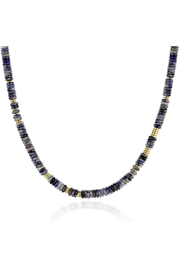 Women's Bohemian Beaded Necklace, rNatural Stone Freshwater Pearl Surfer Necklace 14K Gold Plated Summer Beach Handmade Jewellery