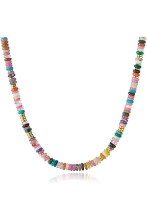 Women's Bohemian Beaded Necklace, Gold Plated Summer Beach Handmade Jewellery