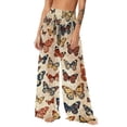 thumbnail image 1 of Women's Bohemian Chiffon Beach Pants Floral Printed Wide-Leg Trousers Sheer Flowy Palazzo Pants for Beach & Sun Protection,L,Yellow, 1 of 6