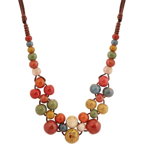 Women's Bohemian Colorful Ceramic Bead Necklace Elegant Bohemian Fashion Jewelry Gift for Women