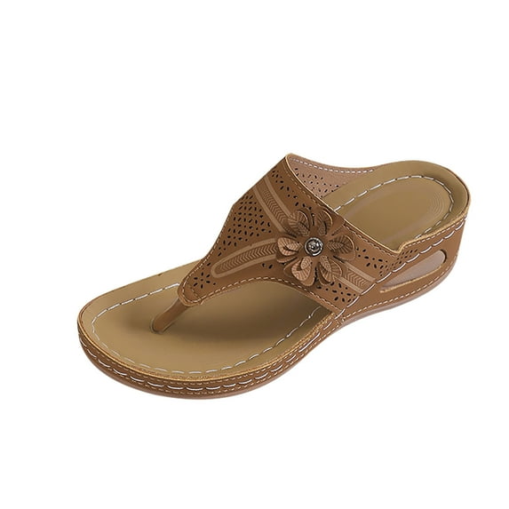 Women's Bohemian Flip-Flops with Plantar Fasciitis Arch Support, Comfort Walking Shoes Slip on Beach Thong Sandals