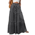 thumbnail image 1 of Women's Bohemian Floral Print Elastic Waist High Waist Tie Long Skirt Black S, 1 of 4