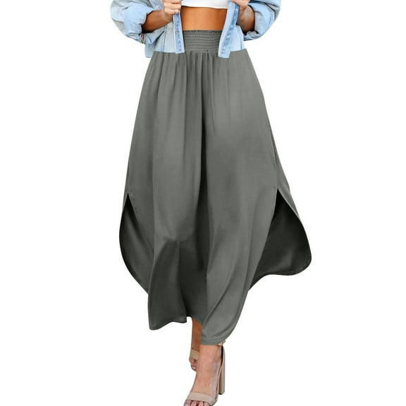 Women's Bohemian Flowy High Waist Long Skirt with Tie Detail Casual Summer Spring Fall Fashion Maxi Dress