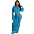thumbnail image 1 of Women's Bohemian Knitted Sequin Long Dress Casual Elegant Hollow Out Fringe Maxi Dress for Party Beach, 1 of 2