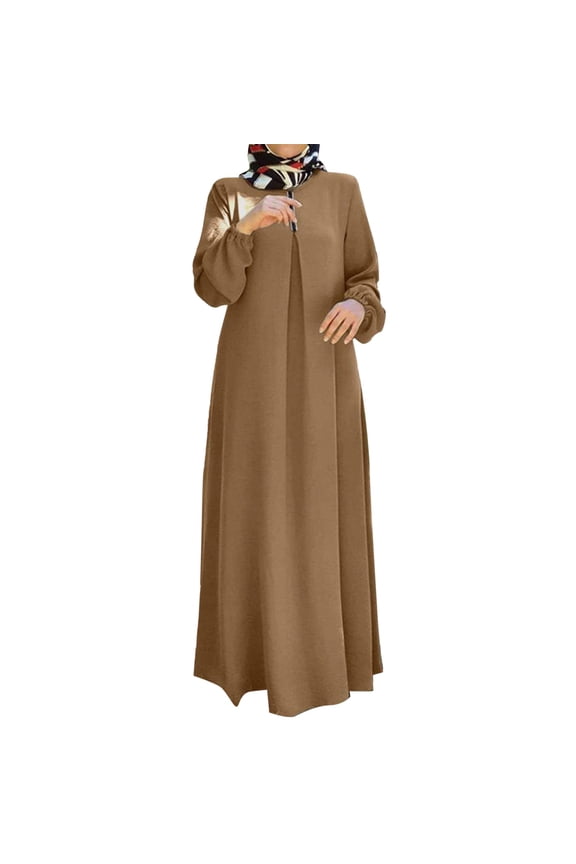 Women's Bohemian Polka Dot Dress - Long Sleeve, Prayer Clothes, Flattering Design for Various Events