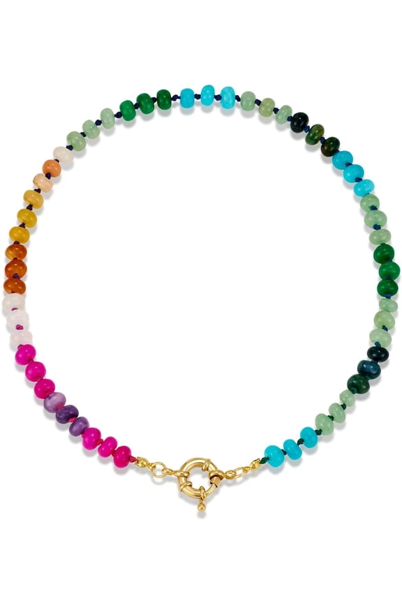 Women's Bohemian Rainbow Bead Necklace Natural Stone Necklace
