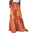 thumbnail image 1 of Women's Bohemian Skirts High Waist Tiered Long Skirts with Pockets, 1 of 9