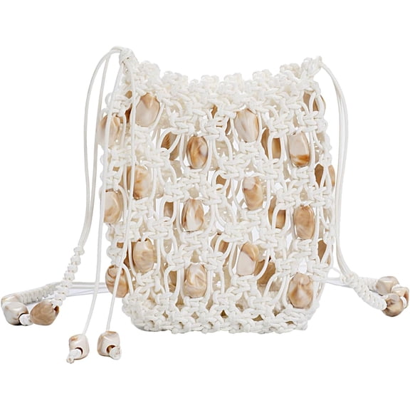 Women’s Boho Beaded Crochet Crossbody Bag Lightweight Cell Phone Purse with Adjustable Strap