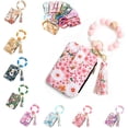 thumbnail image 1 of Women's Boho Beaded Wallet with Flower Pattern, Women Boho Style Beaded & Tassel Decorated Keychain, Credit Card Holder Purse, 1 of 7