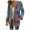thumbnail image 1 of Women's Boho Cardigan Fashion Leisure Retro Print Loose Long Sleeve Coat With Pockets Scoop Neck Long Sleeve Shirts for Women, 1 of 6