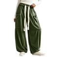 thumbnail image 1 of Women's Boho Corduroy Balloon Harem Pants Slouchy Straight Leg Trousers with Pockets XL, 1 of 1