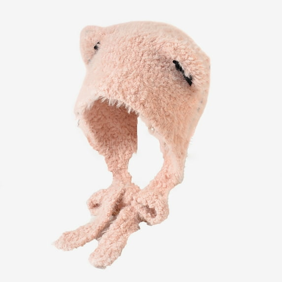 ZQUUVOU Women's Boho Crochet Colorful Hat Tassel Braid Winter Knit Beanie with Ear Flaps B-Pink