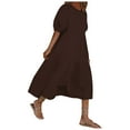 thumbnail image 1 of Women's Boho Dress Casual Boho Deep V Neck Short Sleeve Ruffle Hem Split Beach Long Dresses Waist High Low Ruffle Cocktail Maxi Dress, 1 of 3