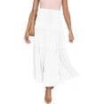 thumbnail image 1 of Women's Boho Elastic High Waist A Line Ruffle Swing Beach Maxi Skirt with Pockets, 1 of 9