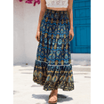 thumbnail image 1 of Women's Boho Elastic High Waist Long Skirt Paisely Maxi Skirts,L, 1 of 5
