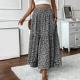 thumbnail image 1 of Long Skirts for Women Boho Floral High Waisted Casual A Line Skirt Pleated Beach Flowy Swing Maxi Skirt with Pockets Black XL, 1 of 8