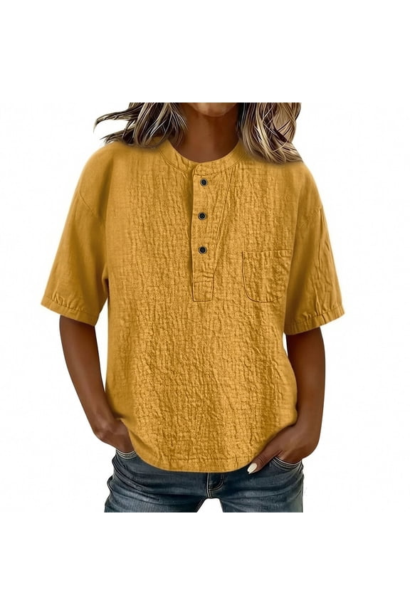 Women's Boho Embroidered Blouse V-Neck 3/4 Sleeve Top Loose Fit Comfy Shirt Summer Trendy Vacation Tee Shirts 2026