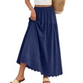 thumbnail image 1 of Women's Boho Eyelet Embroidery Maxi Skirt, Casual Summer Long Skirt with Pockets, High Waisted Tiered Swing A-Line Beach Skirt, 1 of 5