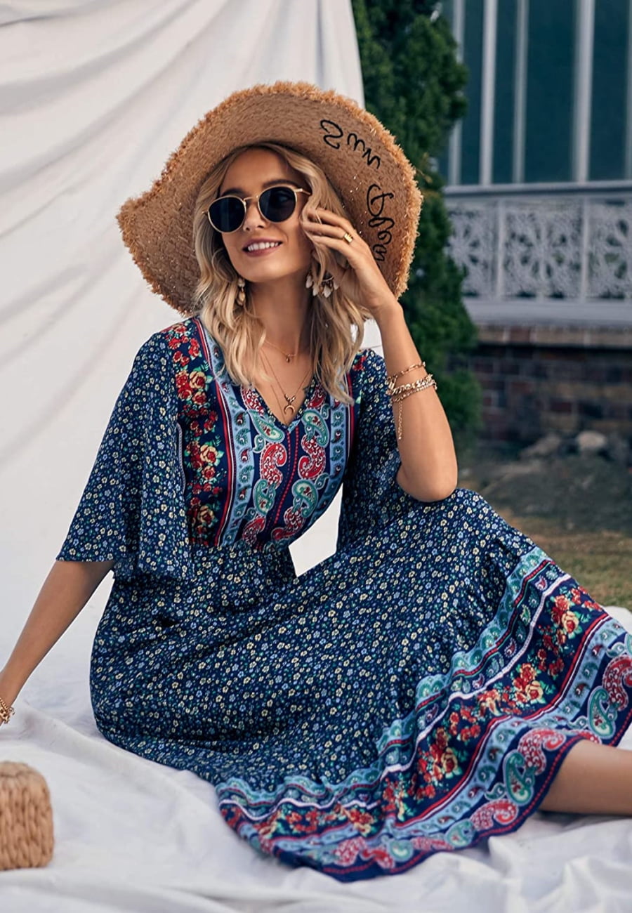 chinese dress ladies Paisley Boho Maxi Dress  Barefoot Bohemians