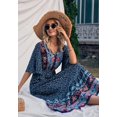 thumbnail image 1 of Women's Boho Flared Sleeve Paisley Maxi Dress, 1 of 3
